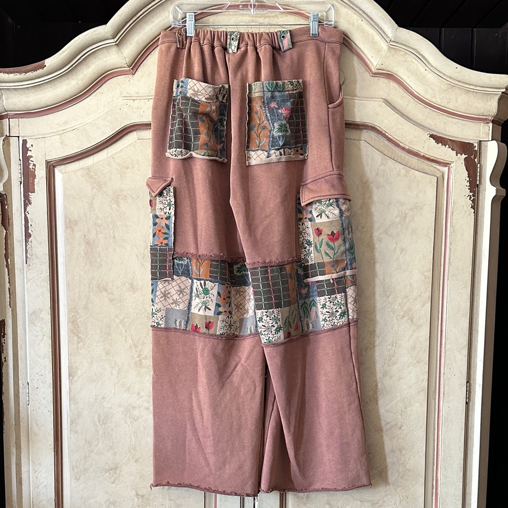 POL Patchwork Pants in Rust Brown size Small - image 3